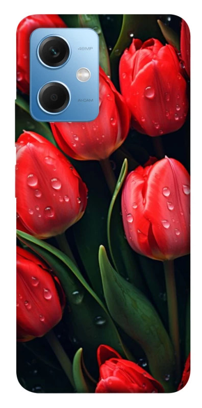 Чехол на Xiaomi Redmi Note 12 5G Красные тюльпаны фото 1 из 1