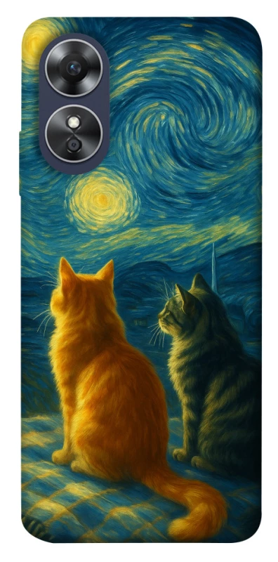 Чехол на Oppo A17 Cats under the stars фото 1 из 1