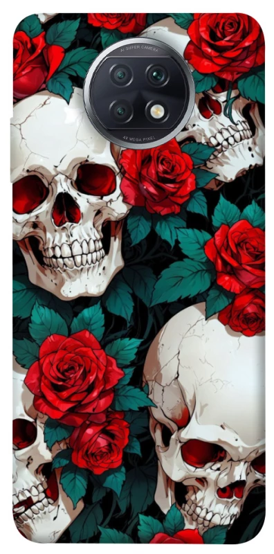 Чехол на Xiaomi Redmi Note 9 5G / Note 9T skull and rose фото 1 из 1