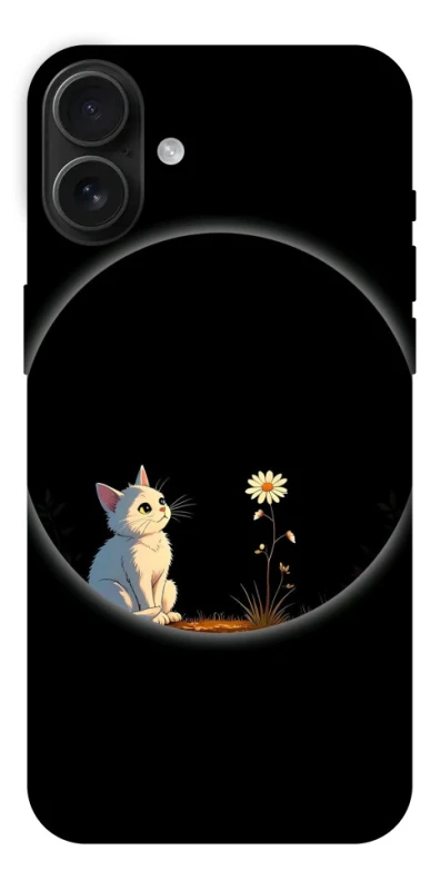 Чехол на Apple iPhone 16 Plus Cat and flower фото 1 из 1