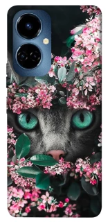Чохол на TECNO Camon 19 Кіт в квітах фото 1 з 1