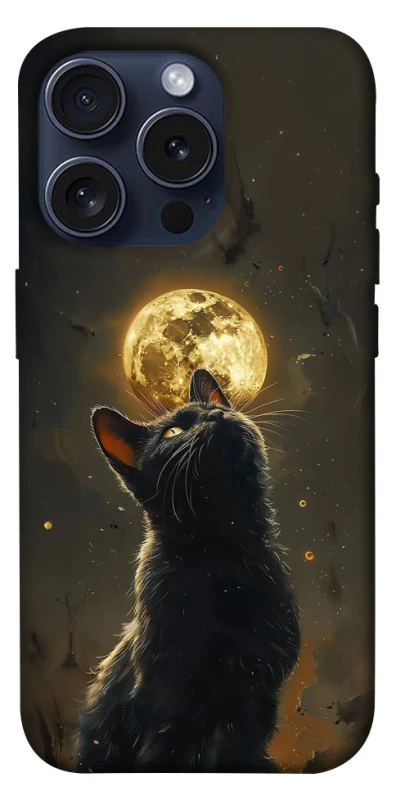 Чохол на Apple iPhone 15 Pro (6.1") Кіт під місяцем v2 фото 1 з 1