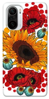 Чехол на Xiaomi Redmi K40 / K40 Pro / K40 Pro+ / Poco F3 Подсолнечники и маки фото 1 из 1