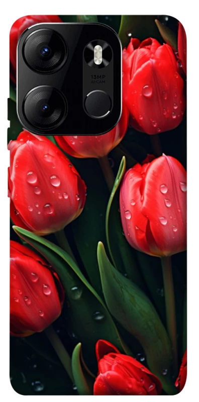 Чехол на Tecno Spark Go 2023 Красные тюльпаны фото 1 из 1