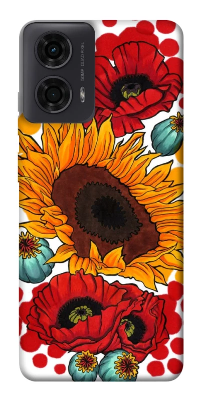 Чохол на Motorola Moto G24 Соняшники та маки фото 1 з 1