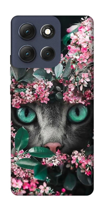 Чохол на Motorola Moto G86 Кіт в квітах фото 1 з 1