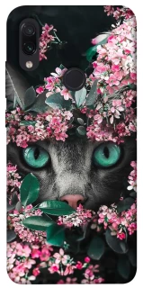 Чехол на Xiaomi Redmi Note 7 / Note 7 Pro / Note 7s Кот в цветах фото 1 из 1