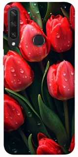 Чохол на Huawei Y6p Червоні тюльпани фото 1 з 1