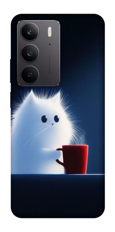 Чехол на Realme C75 Чехол кот с кофе фото 1 из 1