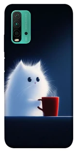 Чехол на Xiaomi Redmi Note 9 4G / Redmi 9 Power Чехол кот с кофе фото 1 из 1