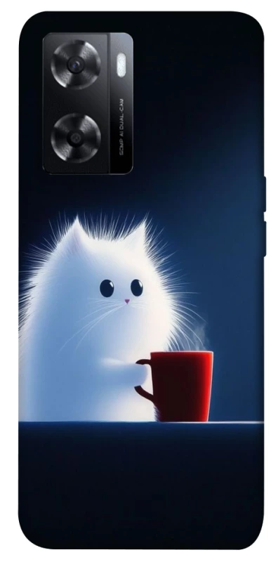 Чехол на Oppo A77s Чехол кот с кофе фото 1 из 1