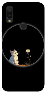 Чехол на Xiaomi Redmi 7 Cat and flower фото 1 из 1