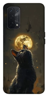 Чохол на Oppo A54 5G / A74 5G Кіт під місяцем v2 фото 1 з 1