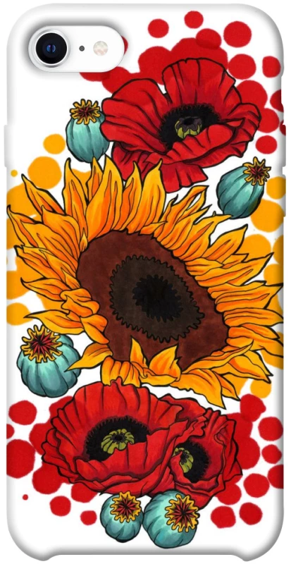 Чехол на Apple iPhone SE (2020) Подсолнечники и маки фото 1 из 1