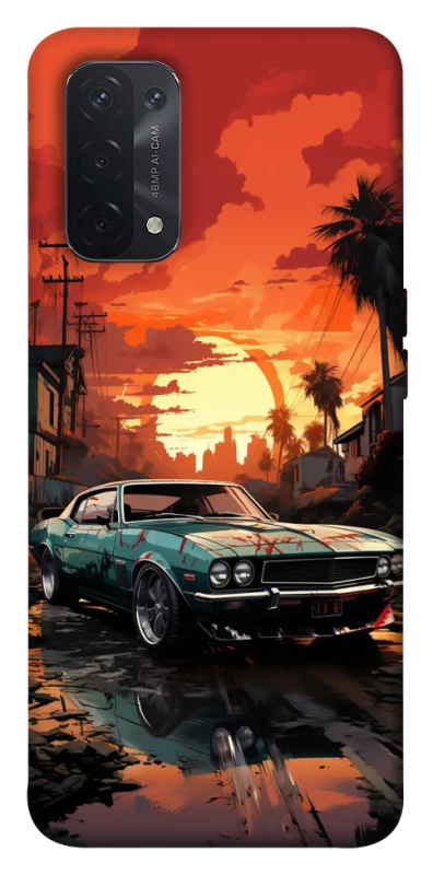 Чехол на Oppo A54 5G / A74 5G Car at sunset фото 1 из 1