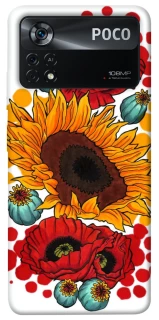 Чехол на Xiaomi Poco X4 Pro 5G Подсолнечники и маки фото 1 из 1