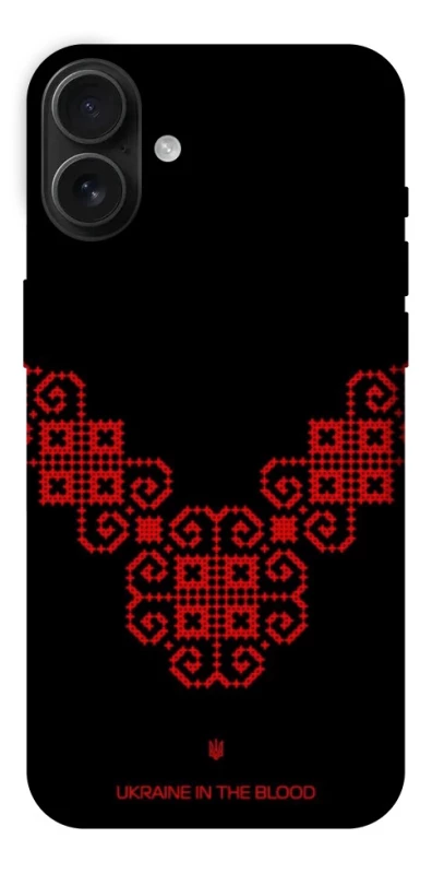 Чехол на Apple iPhone 16 Plus Черно-красная вышиванка фото 1 из 1