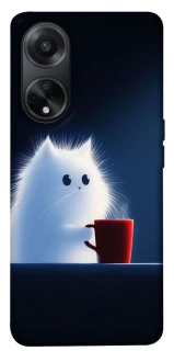 Чехол на Oppo A98 Чехол кот с кофе фото 1 из 1