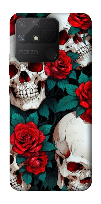 Чохол на Realme Narzo 50A skull and rose фото 1 з 1