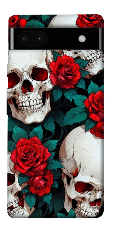 Чехол на Google Pixel 6a skull and rose фото 1 из 1
