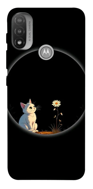 Чохол на Motorola Moto E20 Cat and flower фото 1 з 1