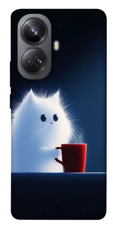 Чехол на Realme 10 Pro+ Чехол кот с кофе фото 1 из 1