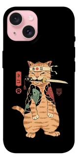 Чохол на Apple iPhone 15 (6.1") Кіт-самурай фото 1 з 1