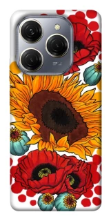 Чехол на TECNO Spark 20 Pro Подсолнечники и маки фото 1 из 1
