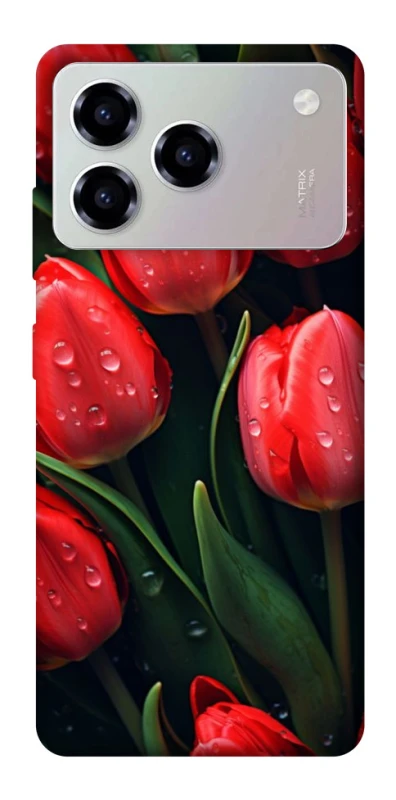 Чехол на ZTE Blade A76 Красные тюльпаны фото 1 из 1