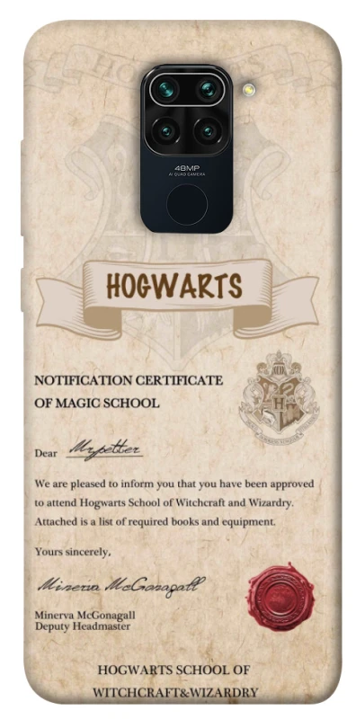 Чехол на Xiaomi Redmi Note 9 / Redmi 10X The Hogwarts acceptance letter фото 1 из 1