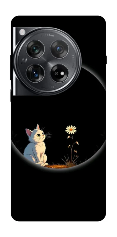 Чехол на OnePlus 12 Cat and flower фото 1 из 1