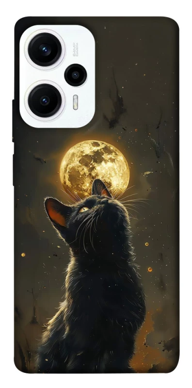 Чохол на Xiaomi Poco F5 / Note 12 Turbo Кіт під місяцем v2 фото 1 з 1