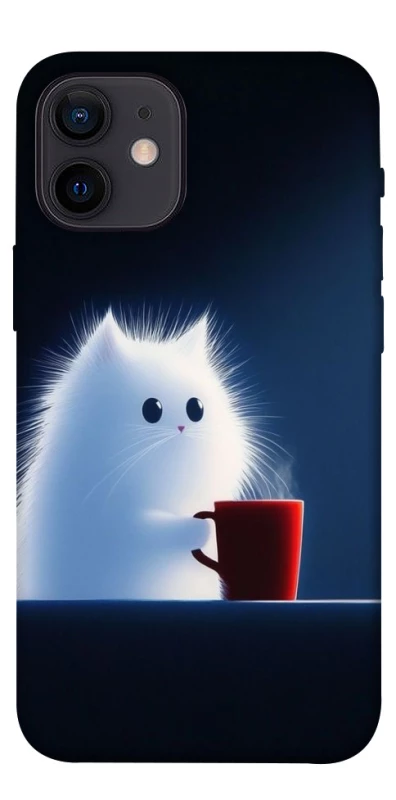 Чехол на Apple iPhone 12 mini (5.4") Чехол кот с кофе фото 1 из 1