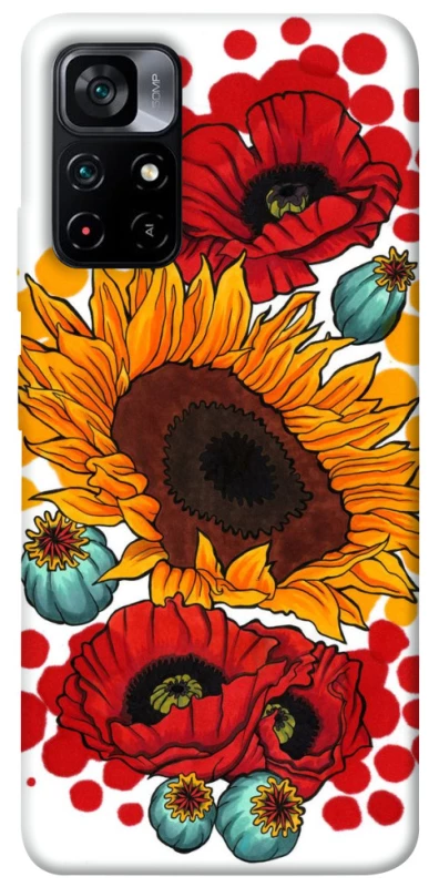 Чохол на Xiaomi Poco M4 Pro 5G Соняшники та маки фото 1 з 1