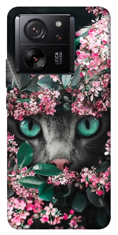 Чохол на Xiaomi 13T Pro Кіт в квітах фото 1 з 1