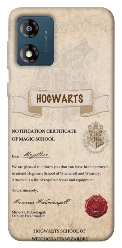 Чехол на Motorola Moto E13 The Hogwarts acceptance letter фото 1 из 1