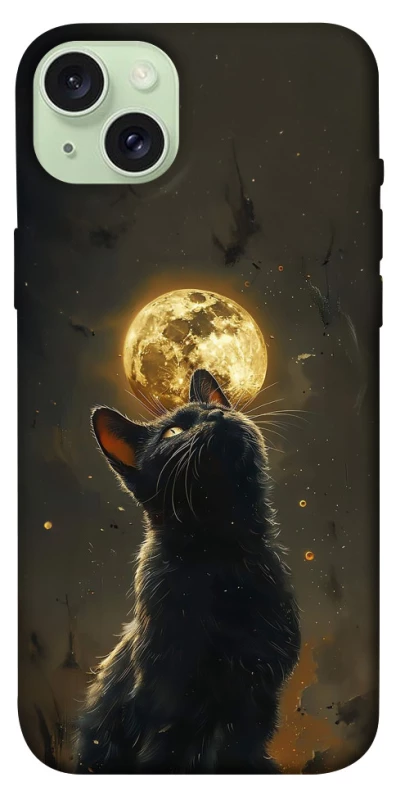 Чохол на Apple iPhone 15 Plus (6.7") Кіт під місяцем v2 фото 1 з 1