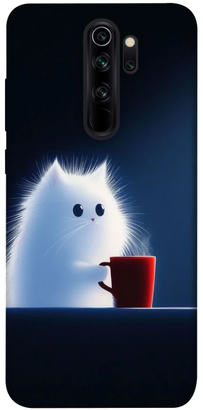 Чехол на Xiaomi Redmi Note 8 Pro Чехол кот с кофе фото 1 из 1