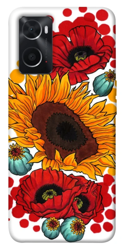 Чохол на Oppo A76 4G Соняшники та маки фото 1 з 1
