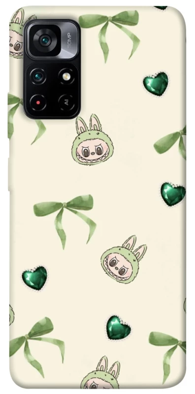 Чохол на Xiaomi Poco M4 Pro 5G Labubu Green Heart фото 1 з 1