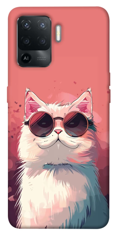Чохол на Oppo Reno 5 Lite Сat with glasses фото 1 з 1