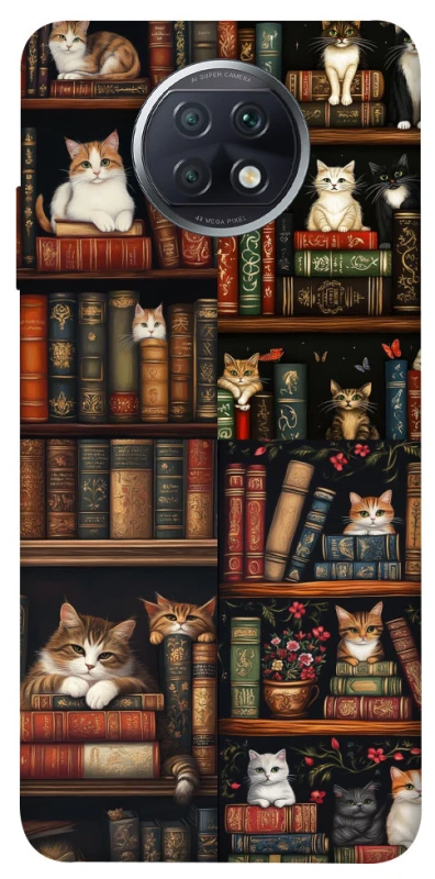 Чехол на Xiaomi Redmi Note 9 5G / Note 9T Cats & Books фото 1 из 1