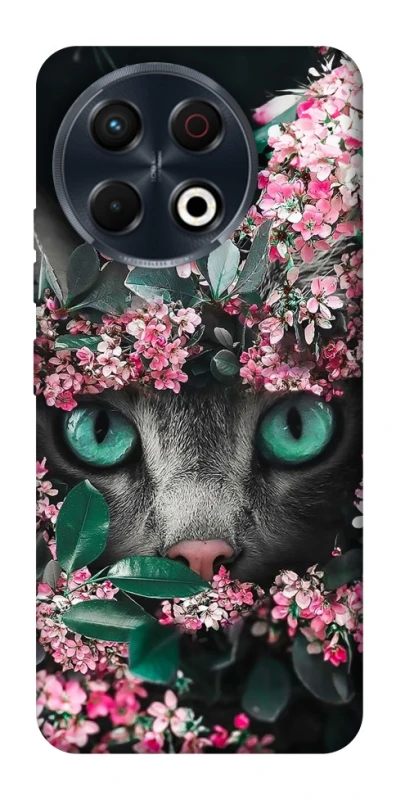 Чохол на TECNO Spark 30 Pro (KL7) Кіт в квітах фото 1 з 1