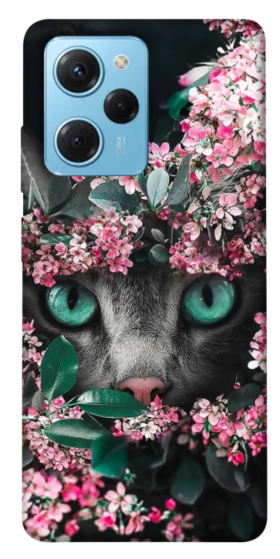 Чохол на Xiaomi Poco X5 Pro 5G Кіт в квітах фото 1 з 1