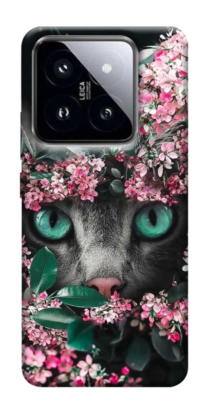 Чохол на Xiaomi 14 Pro Кіт в квітах фото 1 з 1