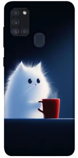 Чехол на Samsung Galaxy A21s Чехол кот с кофе фото 1 из 1
