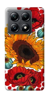 Чехол на Xiaomi 14T Pro Подсолнечники и маки фото 1 из 1
