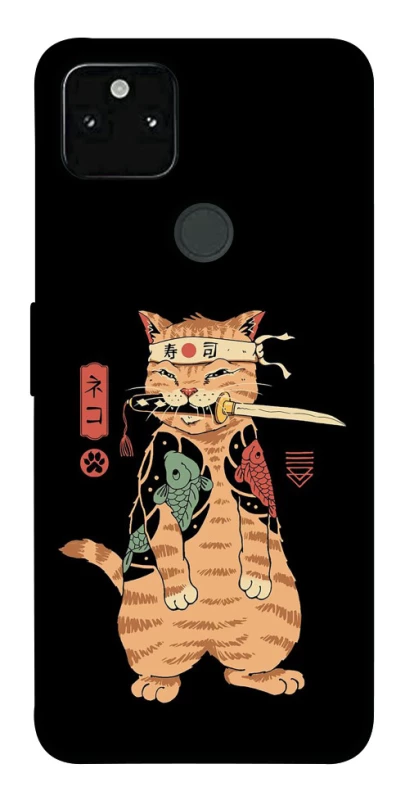 Чохол на Google Pixel 5A Кіт-самурай фото 1 з 1