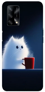 Чехол на Oppo A74 4G Чехол кот с кофе фото 1 из 1