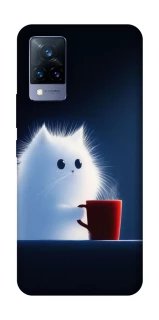 Чехол на Vivo V21 Чехол кот с кофе фото 1 из 1